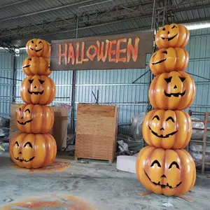 Large Outdoor Amusement Park Artificial Fiberglass Pumpkin Carriage Painted Plastic For Halloween And Christmas Decoration