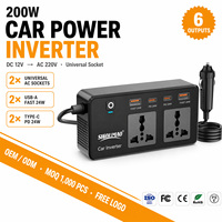 Convertisseur de courant universel portable 200W 12V 24V 110V 220V pour voiture, onduleur à onde sinusoïdale modifiée DC-AC pour véhicule
