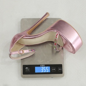 Zapatos de tacón alto de talla grande 44 para bailarina, sandalias de plataforma con diamantes de imitación y una sola tira, tacones de aguja con hebilla en el tobillo para mujer, estilo gladiador. - Product Image 6
