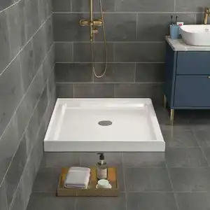 高品质Smc树脂墙壁和底座淋浴托盘矩形玻璃纤维丙烯酸大理石淋浴托盘淋浴底座