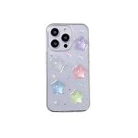 Étoile 3D colorée, effet lumineux en époxy pailleté, étoile mignonne pour 16/15/14 Pro Max
