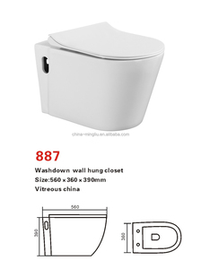 Inodoro Moderno de <span class=keywords><strong>Pared</strong></span> con Descarga por Gravedad, Sifón <span class=keywords><strong>en</strong></span> P, Color Blanco, Forma Alargada Tipo Tornado - Product Image 3