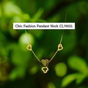 Collar con Colgante de Corazón Chapado en Oro, Diseño Elegante con Cadena de Eslabones, Aleación de Zinc CL70032 - Product Image 3