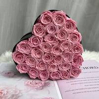 Cadeaux de la fête des mères Lovebay, roses infinies en gros, fleurs éternelles, 30 roses, roses réelles conservées, fleurs éternelles dans une boîte en forme de cœur