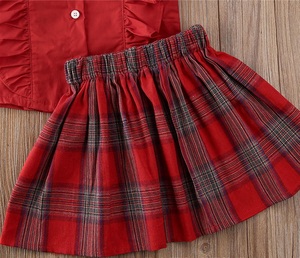 Conjuntos de Ropa para Niños Estilo Británico, Trajes de Algodón a Cuadros para Niñas con Diseño de Volantes, Venta al Por Mayor - Product Image 5