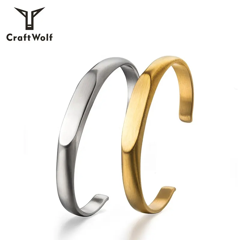 Bracelet For Men Craft Wolf Custom LOGO Jewelry Gold Silver Titanium 316L Stainless Steel Cuff Bangle Bracelet For Men Women