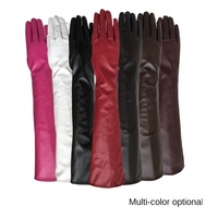 Lange Damen-Lederhandschuhe 50CM Leder PU-Leder Mode-Kleid Arm Winter Wärmehaltende Handschuhe