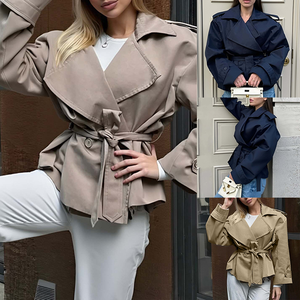 Abrigo Corto Minimalista <span class=keywords><strong>para</strong></span> Mujer al por Mayor, con Solapa Entallada, Manga Larga, Cintura Ajustada y Cuello Vuelto - Chaquetas de Mujer - Product Image 2