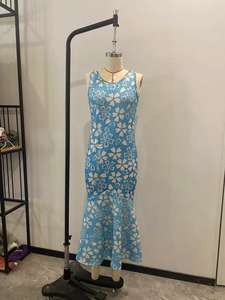 1MOQ personalizzato Fiji Tonga Guam Samoa Hawaii <span class=keywords><strong>Elei</strong></span> stile tribale senza maniche a coda di pesce Maxi abito polinesiano abito da sirena da festa - Product Image 4