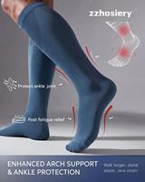 Chaussettes de compression en viscose de bambou 15-20 mmHg, hauteur genou, pour hommes et femmes, anti-humidité, douces, élégantes, soutien sportif