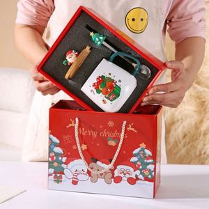 Wholesale Luxury Christmas Gift <b>Mugs</b> with Custom Logo Bamboo <b>Lid</b> & Spoon Eco-Friendly 400ml Capacity Stoneware Includes Tray - Product Image 6