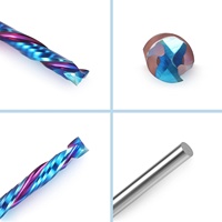 HQMaster - Lot de 5 fraises de compression CNC à queue de 1/8 po |   Fraise à spirale en carbure de tungstène avec revêtement nano bleu 22 mm efficace