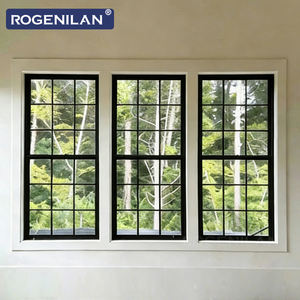 Fenêtres à guillotine simples en aluminium noir ultra-étroit ROGENILAN pour extérieur, double vitrage, économie d'énergie, vitrage trempé - Product Image 4