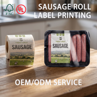 Étiquettes d'emballage pour viande de saucisse en rouleau, autocollants personnalisés de qualité alimentaire, imperméables et résistants à l'huile pour boîtes et sacs
