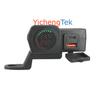 Pengisi Daya Ponsel Sepeda Motor 48W Tipe C PD 30W QC3.0 18W Port USB Ganda dengan Voltmeter dan Pengukur Suhu