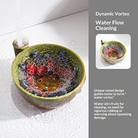 Bol en céramique à motif de baies, bol rotatif pour laver les fruits, passoire multifonctionnelle rotative pour légumes et fruits
