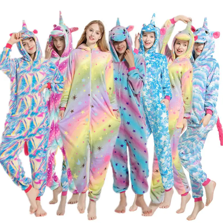 Pyjama licorne en peluche, vêtements de nuit, combinaison Pegasus 3D, dessin animé Animal, une pièce, collection automne et hiver