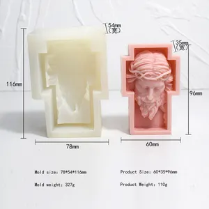 Jesus Cross Statue Silicone Mold Unique Bust Sculpture Soy Wax Candle Mould Greek Mythology Home Decor