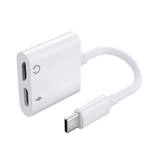 Handy USB C to Dual USB C Headphone Adapter DC Charging Port Splitter for Laptop Compatible iPhone 15 Series for S23/S22