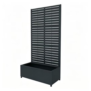 Mobile Metal <b>Planter</b> with Trellis and Wheels Outdoor <b>Raised</b> Garden Bed with Drainage Privacy Screen - Product Image 4