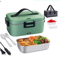 220v/ 110v/24v/12v ménage 2-en-1 en acier inoxydable Portable 1.8L boîte à lunch Bento plus chaud boîte à lunch électrique avec sac de transport