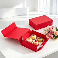 Caja de Regalo Plegable de Cartón Rígido, Autoarmable y Portátil, en Papel Rojo, Personalizable en Negro, Rojo, Blanco, Gris, Mate o Brillante