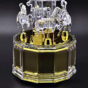 Caja de música de carrusel de cuerda mecánica con luces LED Castillo de melodía de acrílico transparente en el <span class=keywords><strong>cielo</strong></span> que te lleva - Product Image 4