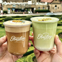 Gobelets à thé au lait Boba jetables en PET transparents à fond rond en forme de U de 12 oz et 16 oz avec couvercle, logo personnalisé Fangcan, impression sérigraphique