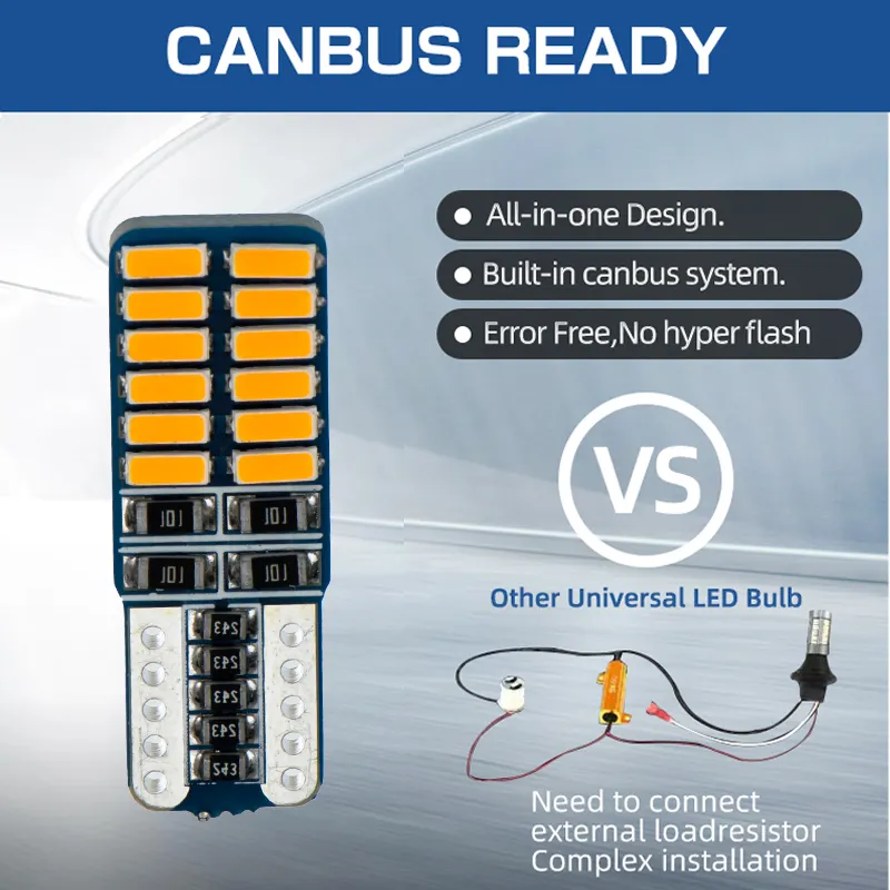 सुपर उज्ज्वल W5w T10 4014 24smd कार रोशनी एलईडी Canbus कार कार चौड़ाई प्रकाश T10 194 168 के लिए बल्ब का नेतृत्व किया