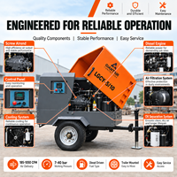 Compresseur d'air rotatif professionnel diesel portable à moteur pour l'industrie minière et de forage
