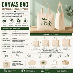 Sac fourre-tout en toile de coton de qualité supérieure, lavable et réutilisable, idéal pour le shopping, la promotion et les cadeaux, en vente - Product Image 6