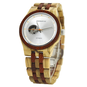 Montre automatique à quartz BEDATE pour homme, cadran ajouré avec résistance à l'eau 3ATM, style bois - Product Image 4
