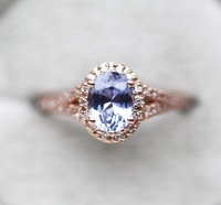 Anillo de compromiso Sailor Moon de cuarzo lavanda marquesa, plata de ley 925, oro rosa con piedra lunar
