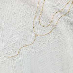 <span class=keywords><strong>Foxgirl</strong></span> Collier Lariat plaqué or 14 carats pour femme Pendentif délicat en forme de Y Chaîne perlée CZ Colliers à couches à la mode pour anniversaire - Product Image 6