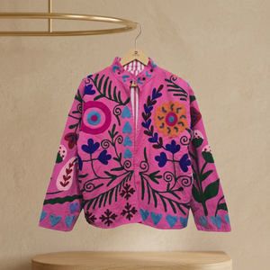 Chaqueta Bomber de Terciopelo Bordada Vibrante, Hecha a Mano, Unisex, 100% Algodón, Transpirable, con Cierre Frontal, Acabado Otoñal - Product Image 3