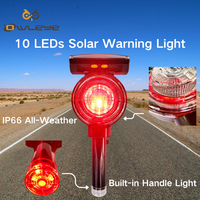10 Balises de signalisation solaires à LED pour allées, haute intensité, réflecteurs prismatiques, indice IP66, fonctionnant à piles sèches
