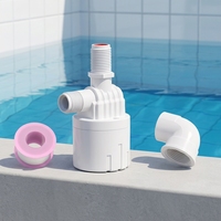 Robinet flottant de toilette en plastique ABS, vanne à boisseau sphérique automatique d'arrêt et de remplissage, contrôle du niveau d'eau réglable, filetage mâle 1/2 pouce