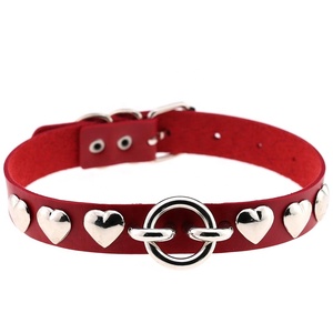 Personalità esagerata Rivetti <span class=keywords><strong>Cuore</strong></span> Anello Choker DELL'UNITÀ di elaborazione LeatherJewelry Harajuku Punk Gothic Dichiarazione Collana - Product Image 1