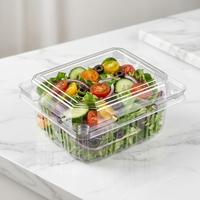 Boîte à clapet en plastique PET transparente, écologique, pour salade de fruits, gâteau, pâtisserie, pain, biscuits, sandwich, burger, aliments, 131x112x65MM