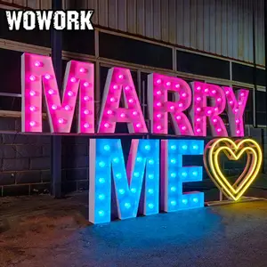 2024 WOWORK Big Giant Large Electronic Sign Led RGB 4ft 5ft Big Light Up Marquee Letter Number Light For Event Wedding Supplies