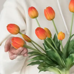 Senmasine Fake Tulips Real Touch Soft Pvc Artificial Flowers Tulip For Home Wedding Decoration Suppliers Orange Red Blue Yellow