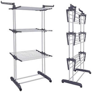 SANIPRO Séchoir à <span class=keywords><strong>linge</strong></span> pliable 4 niveaux de <span class=keywords><strong>bonne</strong></span> qualité, support de rangement pour serviettes, étendoir à vêtements mobile - Product Image 1