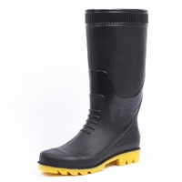 PVC haute sécurité au travail bottes de pluie travail court cylindre sécurité bottes de pluie pas cher prix Ox Tendon bas en gros imperméable noir