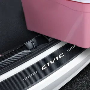 Protection de seuil de <span class=keywords><strong>porte</strong></span> de voiture, autocollants anti-rayures pour pare-chocs de coffre, pour Civic Logo 2023, bandes de seuil de pédale en fibre de carbone, marque DM - Product Image 6