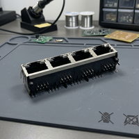 Connecteur RJ45 modulaire ARIBA AWJ04883G1D0X8-129 haute performance 4 ports 8P8C DIP à angle droit 13.1H avec contacts dorés pour données