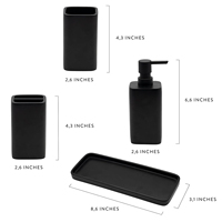 Ensemble de salle de bain de luxe CF moderne et minimaliste en polyrésine, 4 pièces : distributeur de savon, porte-brosse à dents, gobelet et plateau de vanité, pour la maison et l'hôtel
