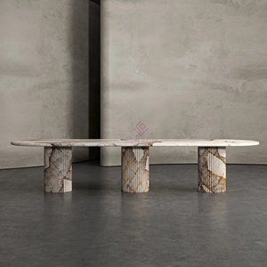 Mesa de comedor de mármol para las cuatro estaciones con base de anillos Mesa ovalada versátil Tres patas para el hogar, la Oficina y el <span class=keywords><strong>restaurante</strong></span> - Product Image 6