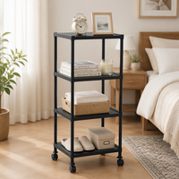 Étagère de rangement de cuisine sur pied en plastique avec roulettes, chariot de rangement mobile pour la maison