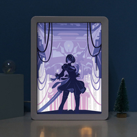 Jeux Nier Automata boîte à lumière découpée en papier, décoration de la maison lampe LED veilleuse cadeau personnalisé ASB cadre photo en plastique