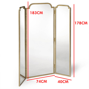 Espejo de pie de 3 vías para probador, de metal grande, plegable, estilo vintage, personalizado para hoteles, venta al por mayor - Product Image 1